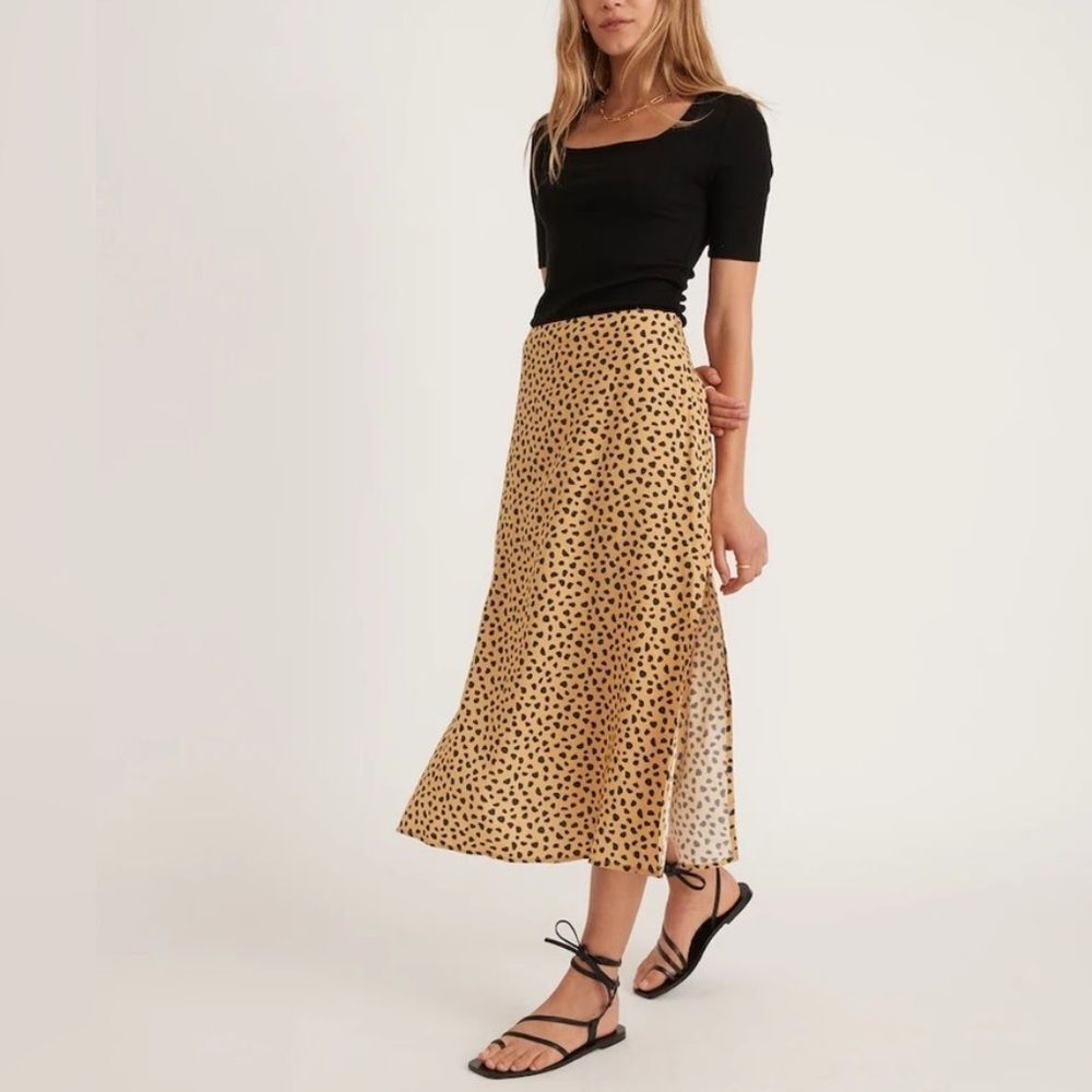 Marine Layer Ryan Cheetah slip midi skirt